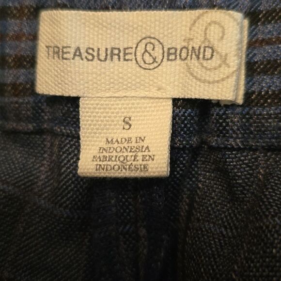 Treasure & Bond Women's size S Pull on Blue Black Red Plaid Poly Blend Pants - Picture 6 of 9